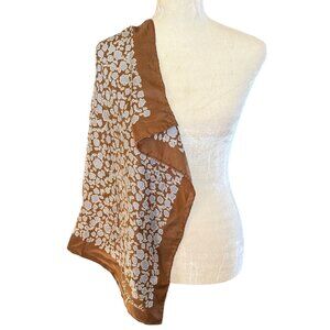 Elsa Schiaparelli vintage brown and light blue floral square silk scarf/wrap